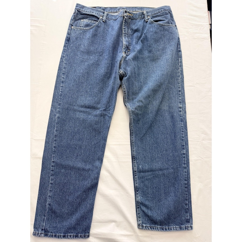 Wrangler Premium Quality Jeans Mens 42x30 Blue Wash Relaxed Straight Big & Tall